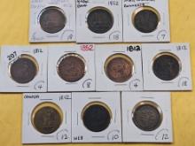 Ten Bank Tokens From Canada and Upper Canadian Provinces