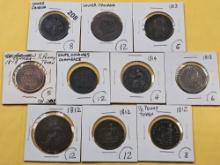 Ten Bank Tokens From Canada and Upper Canadian Provinces