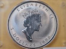 GEM Brilliant Uncirculated 1998 Canadian Silver Five Dollars