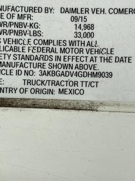 2016 FREIGHTLINER CASCADIA S/A DAYCAB