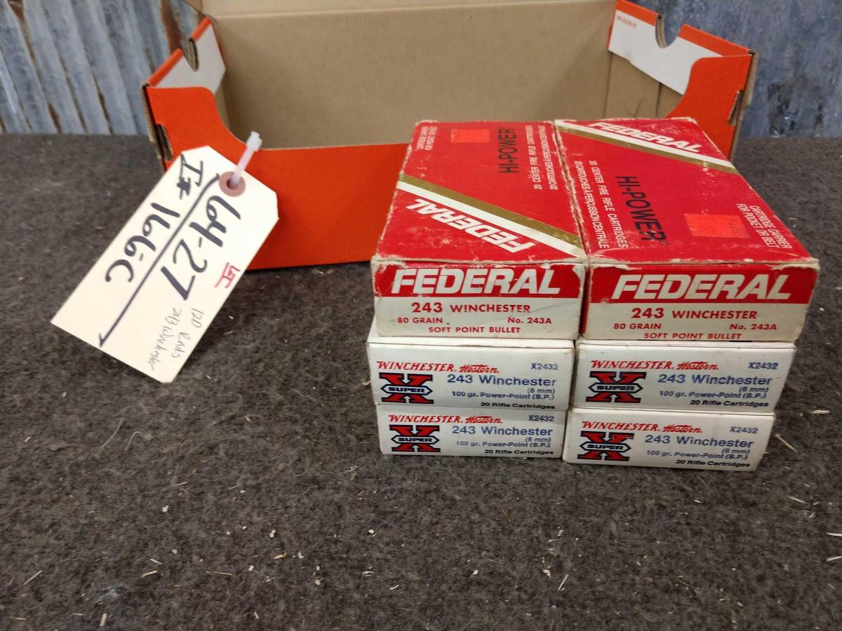 120 Rounds Of 243 Winchester Ammo