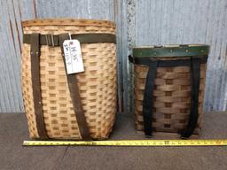Two wicker trapping baskets