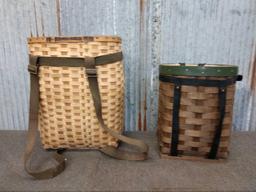 Two wicker trapping baskets