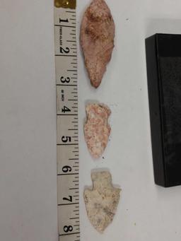 3 nice Stone arrowheads Native American artifact