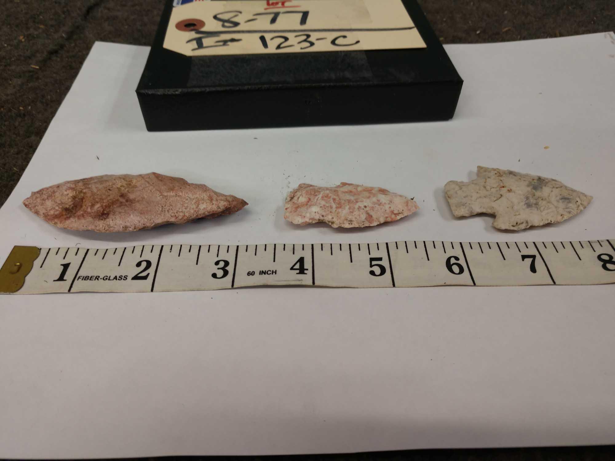 3 nice Stone arrowheads Native American artifact