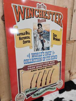 1976 Bicentennial Metal Sign Advertising The Winchester Museum Cody Wyoming