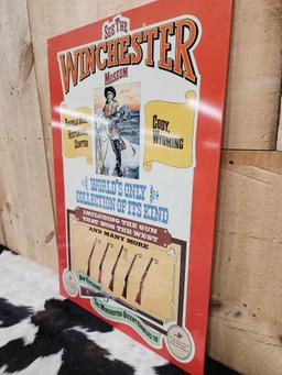 1976 Bicentennial Metal Sign Advertising The Winchester Museum Cody Wyoming