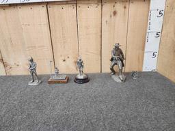 4 Pewter Sculptures Gun Fighters & Sheriffs