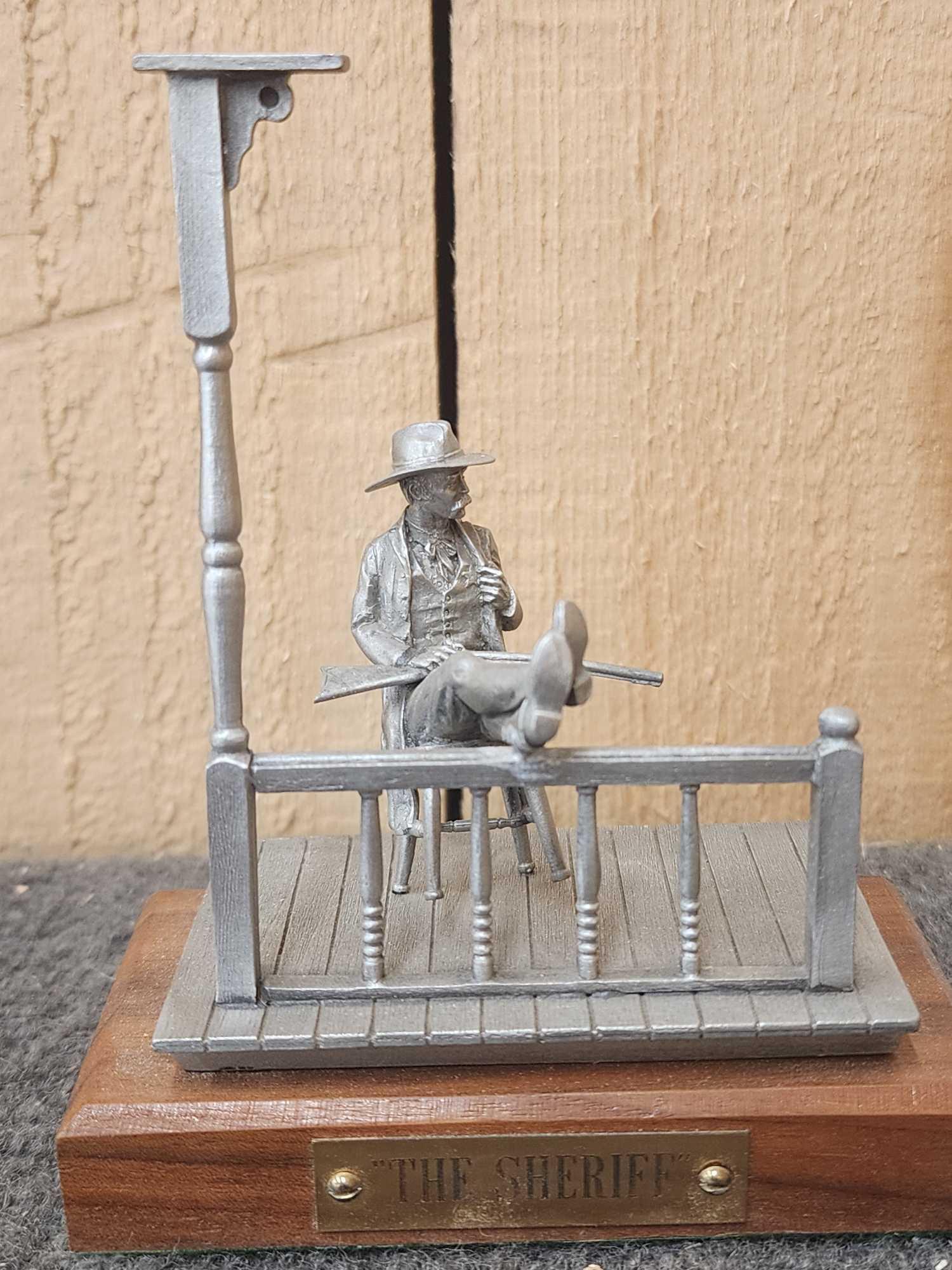 4 Pewter Sculptures Gun Fighters & Sheriffs