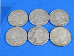 SIX 1964 Silver Quarters