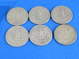 SIX 1964 Silver Quarters