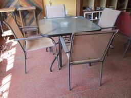 Patio Glass Top Table w/ 4 Chairs