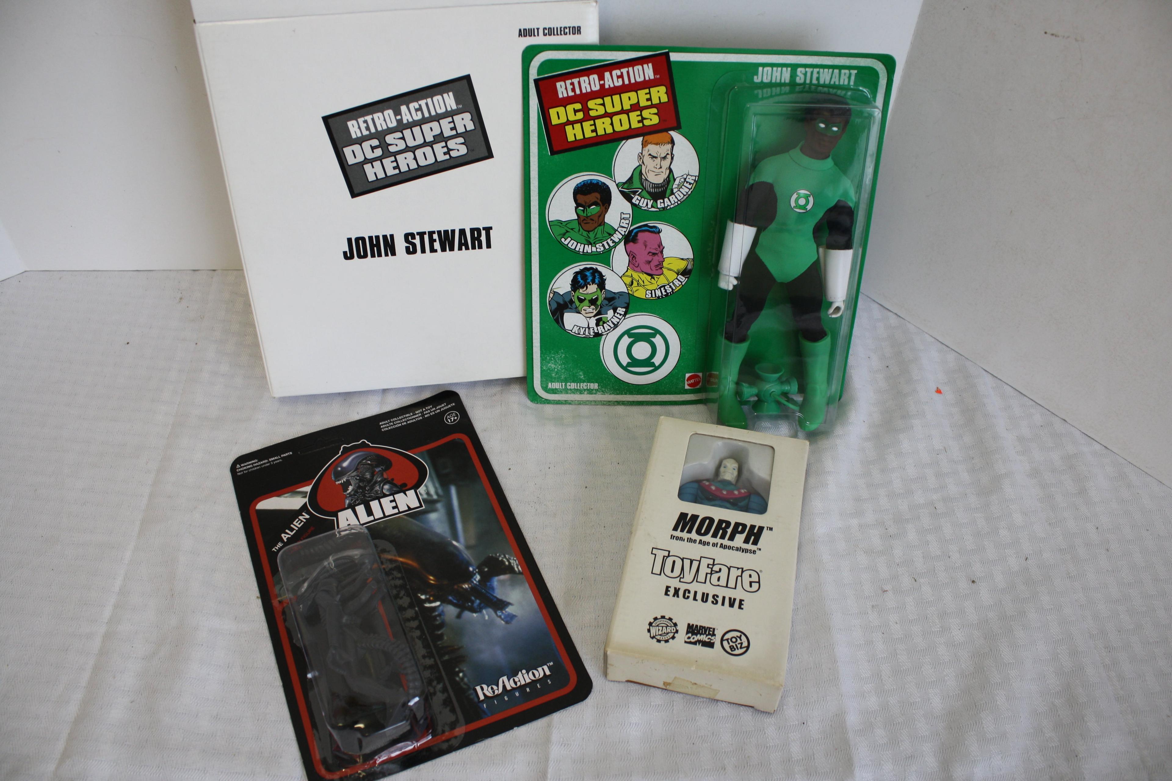 Lot of Toys- Alien ReAction Figure, Morph ToyFare Exclusive & John Steward DC Super Heroes