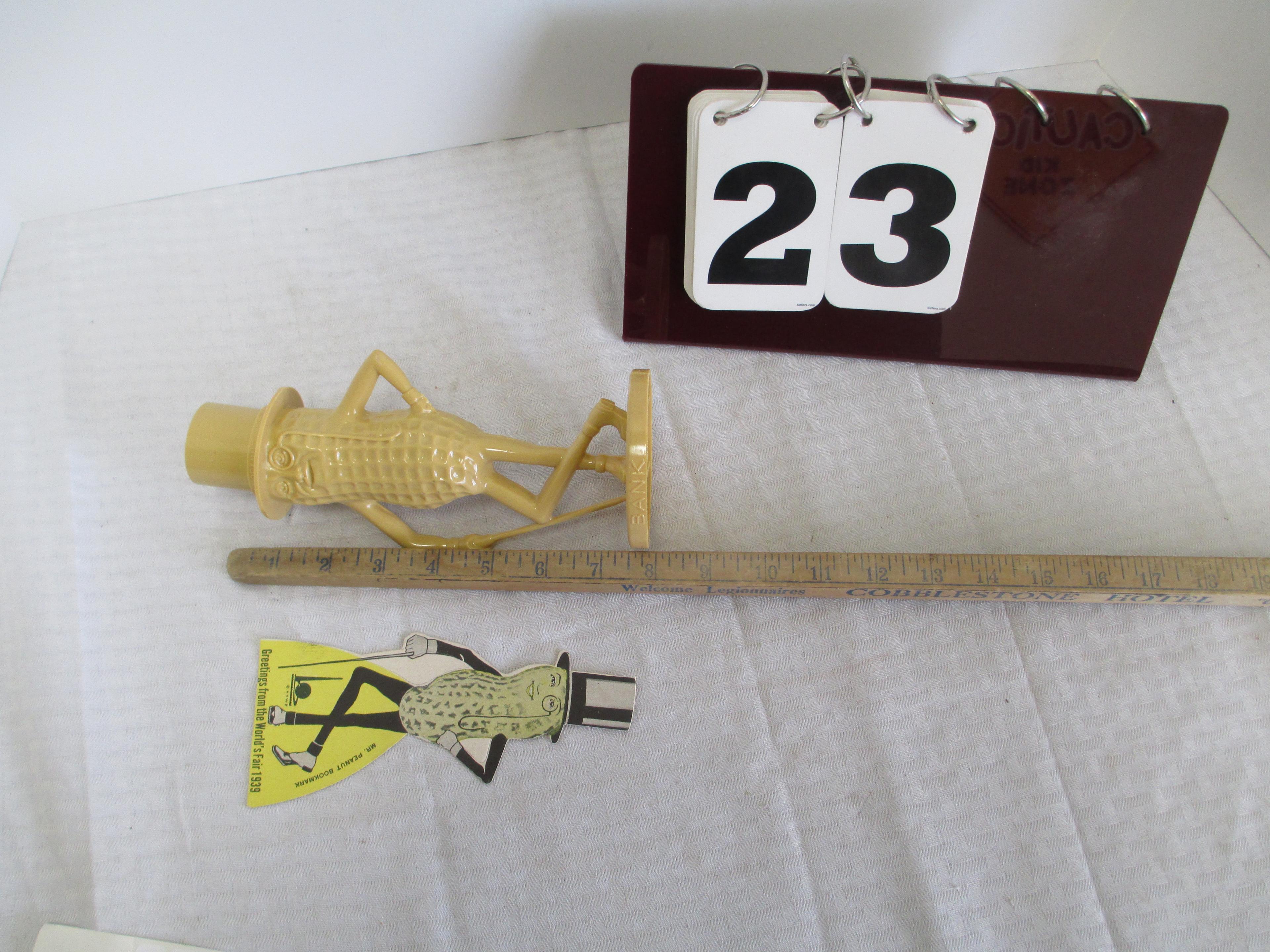 Mr. Peanut Plastic Bank and 1939 World's Fair Bookmark