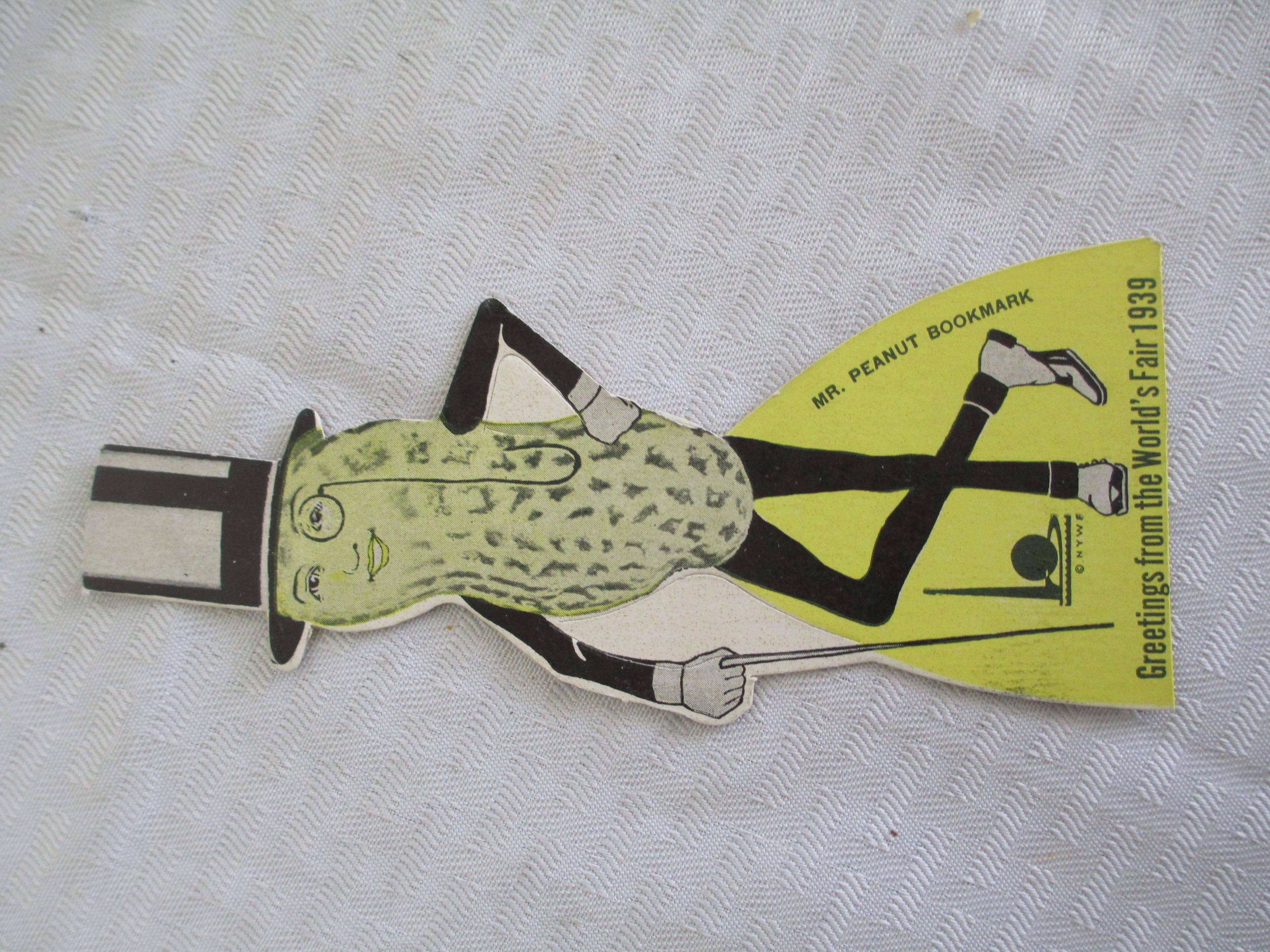 Mr. Peanut Plastic Bank and 1939 World's Fair Bookmark