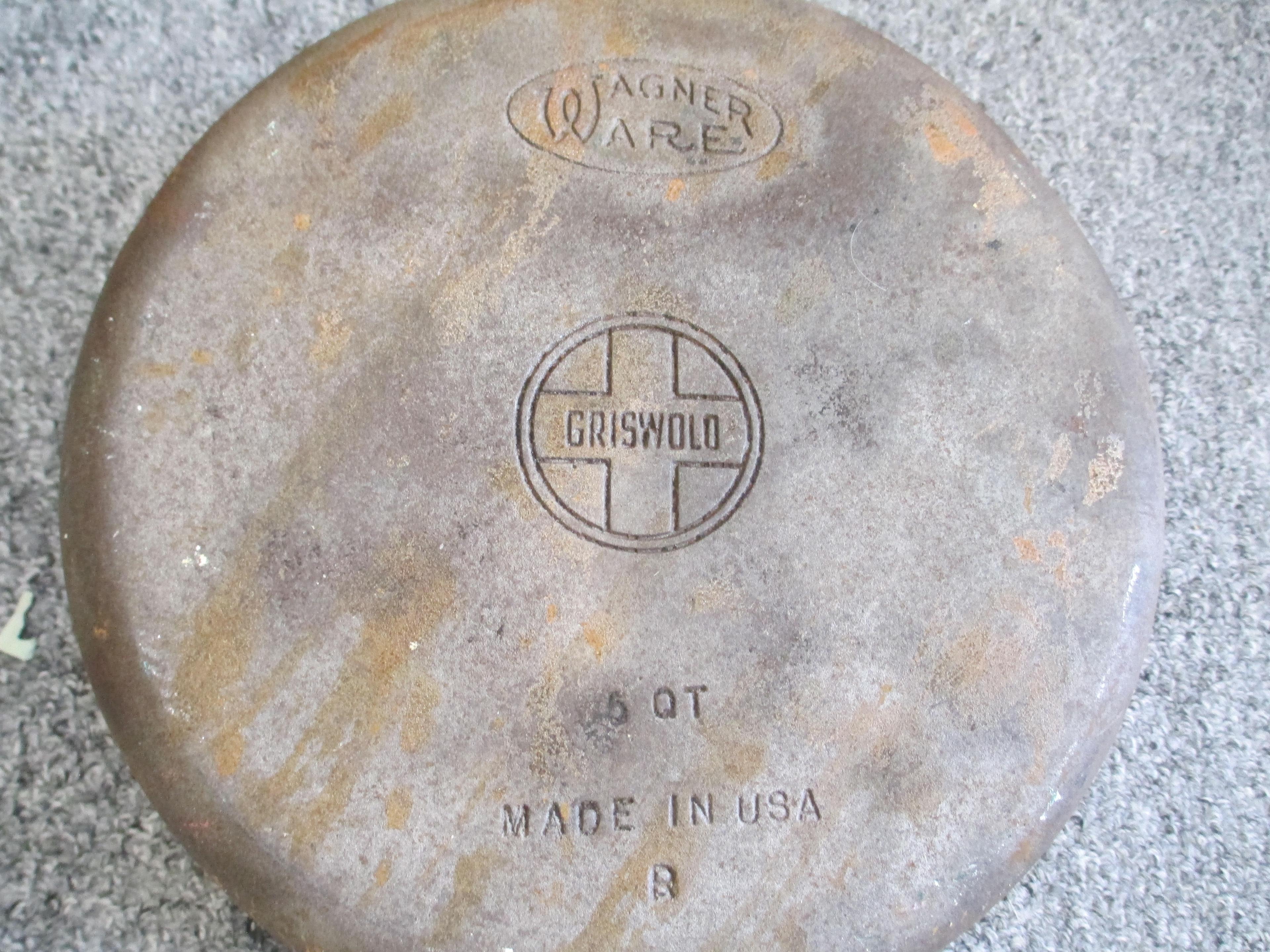 12"x 4-1/2" Griswold Wagner 5 qt. Cast Iron Pot
