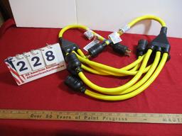 Pair of 3-Way Pigtail Extension Cord Splitters