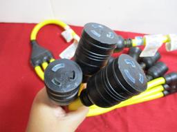 Pair of 3-Way Pigtail Extension Cord Splitters