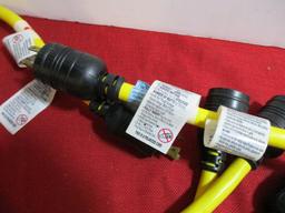 Pair of 3-Way Pigtail Extension Cord Splitters