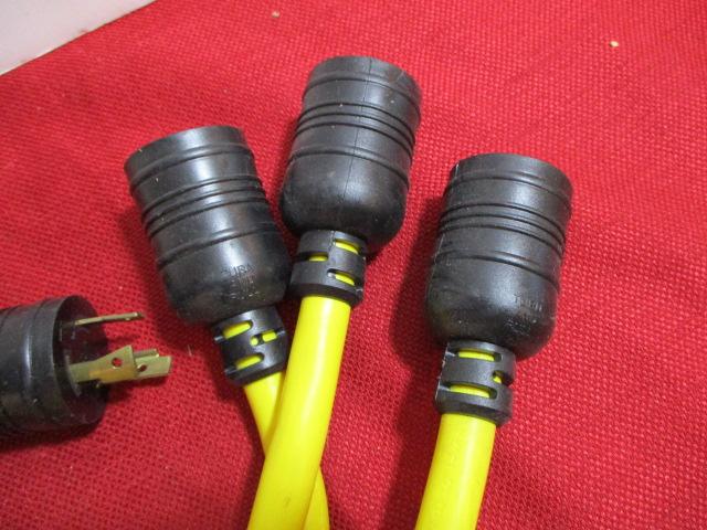 Pair of 3-Way Pigtail Extension Cord Splitters