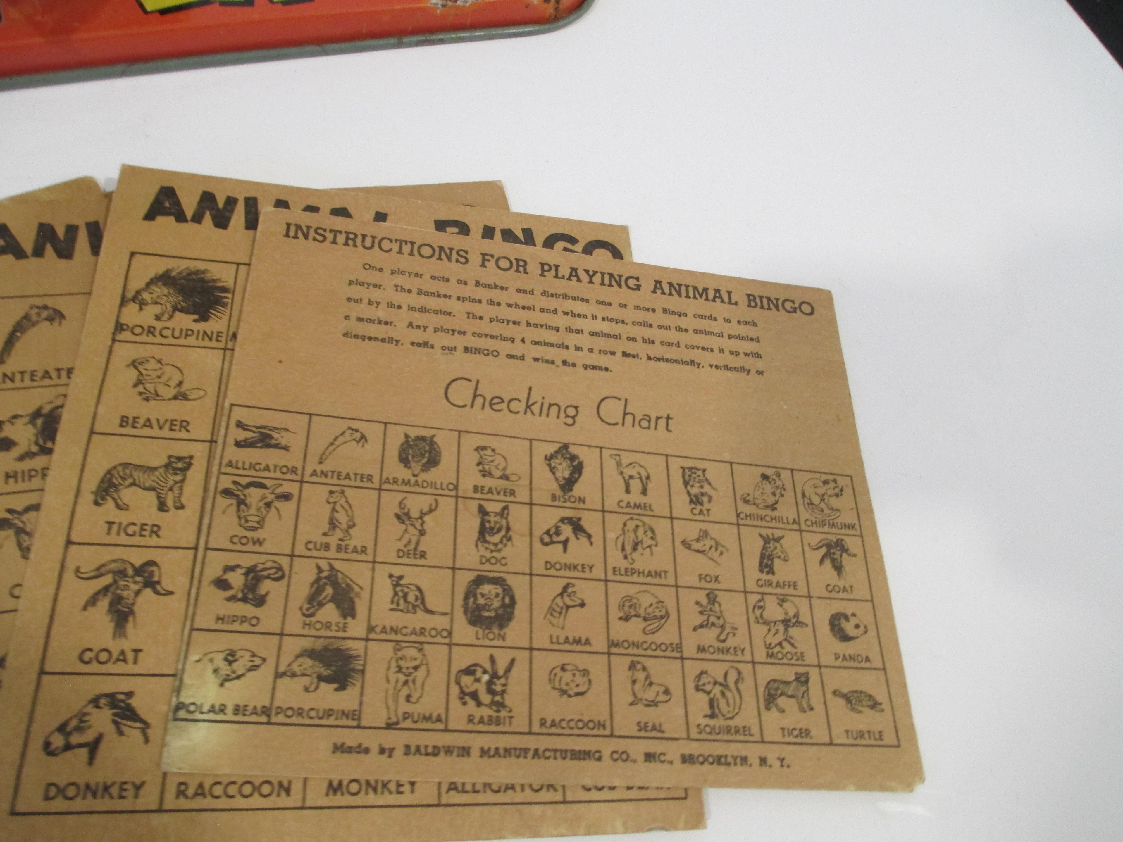 Baldwin Tin Litho Animal Bingo