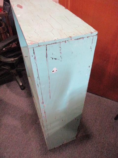 4 Shelf "Chippy" Aquamarine Painted Book Shelf