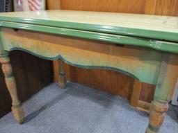 Vintage Yellow & Green Enamel Top Table w/ Slide out Leaves