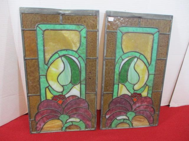 Leaded Slag Glass Panels with Built in Hanger