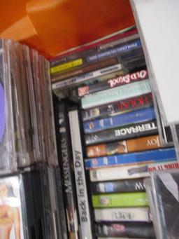 Massive Mixed CD's, DVD's & X-Box 360 Games Lot-Full Tote!!!