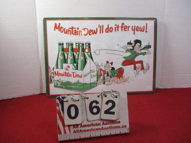 Mountain Dew Metal "Hillbilly" Advertising Sign