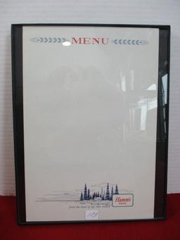 Hamm's Framed Menu Paper