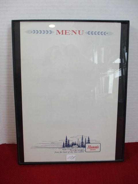 Hamm's Framed Menu Paper