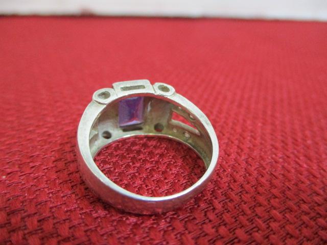 Sterling Silver Amethyst & Diamond Ring