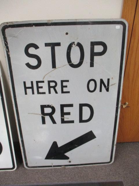 Stop Here on red Reflective Metal Sign