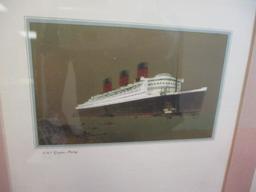 1950 Queen Mary Dinner Menu Framed Piece