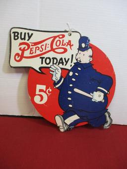 Pepsi-Cola Double Dot Advertising Die Cut Fan Pull