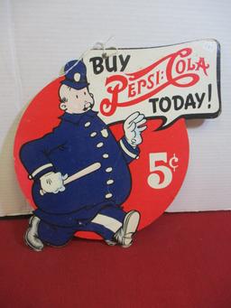 Pepsi-Cola Double Dot Advertising Die Cut Fan Pull