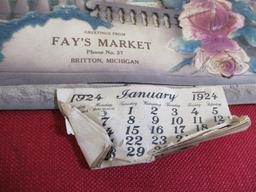 1924 Fay's Market Britton, MI. Die Cut Advertising Calendar