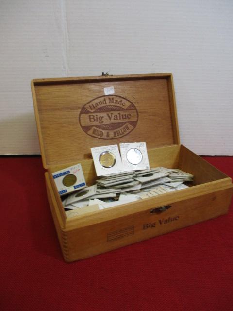 Wooden Cigar Box Loaded! w/ Transportation Tokens