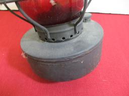 Handlan Antique Lantern w/ Embossed Red Globe