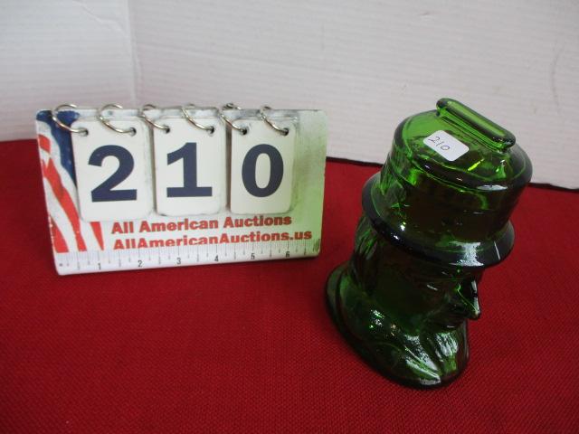1950's Abraham Lincoln Green Glass Coin Bank