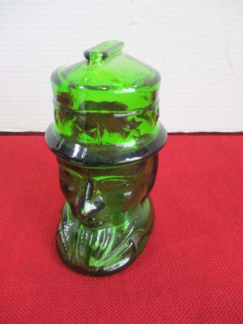 1950's Abraham Lincoln Green Glass Coin Bank