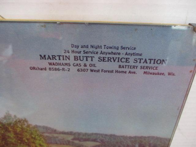 Martin Butt Service Station Milwaukee, WI Glass Advertising