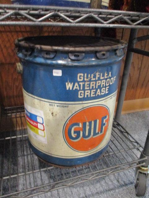 Gulf Oil 35 lb. Grease Can w/ Contents