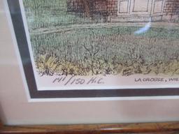 Mark Mueller Signed & Numbered Hand Colored Lithograph-Lacrosse, WI School House
