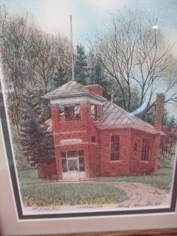 Mark Mueller Signed & Numbered Hand Colored Lithograph-Lacrosse, WI School House