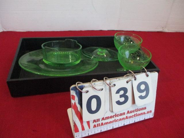 Uranium Glass Mixed Lot-5 Pieces