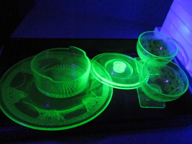 Uranium Glass Mixed Lot-5 Pieces