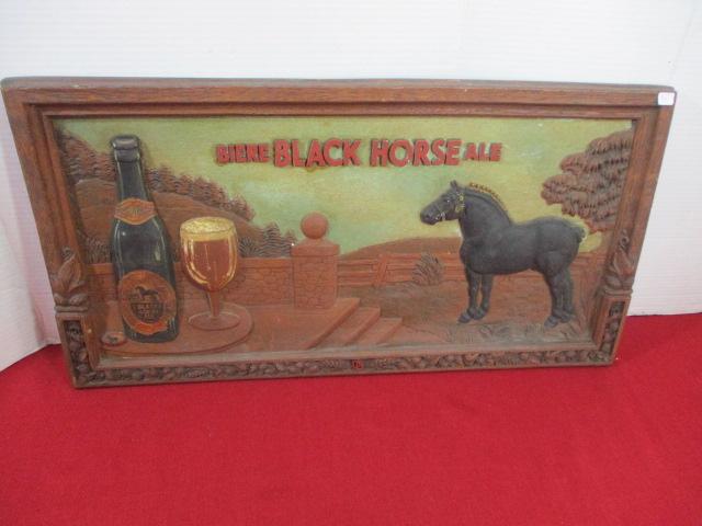 Biere Black Horse Ale High Relief Advertising Sign