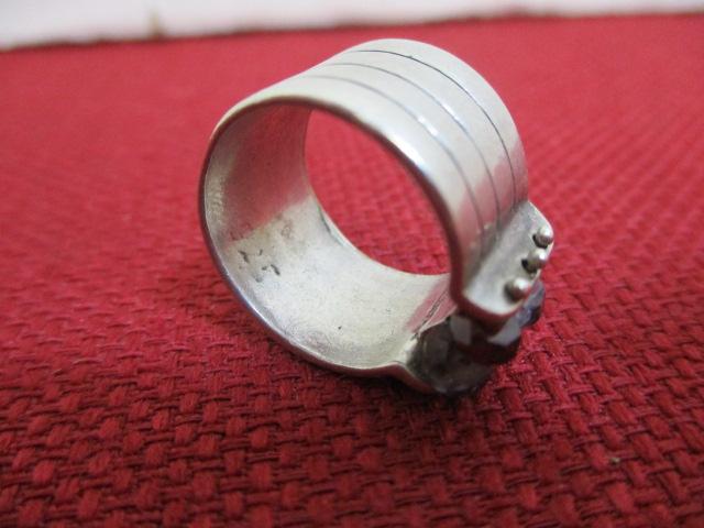 Sterling Silver Ladies' Estate Ring-Unique Artisan Design w/ Stones